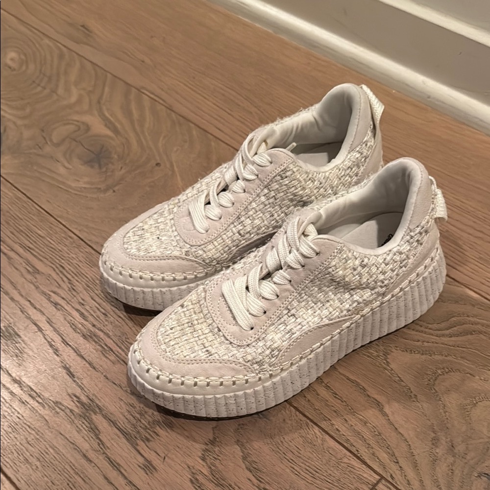 Women's White Woven Sneakers